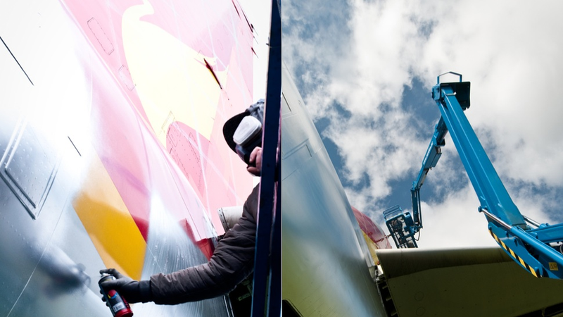 Illustration for article titled Watch These Graffiti Masters Turn a Boeing 737 Into Airborne Art